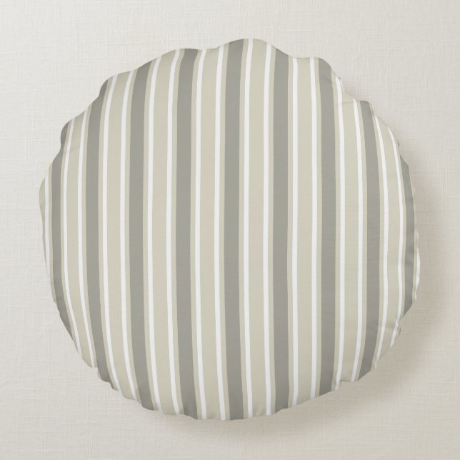 Beige candy stripes round pillow (Back)