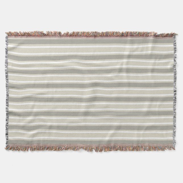 Beige candy stripes throw blanket (Front)