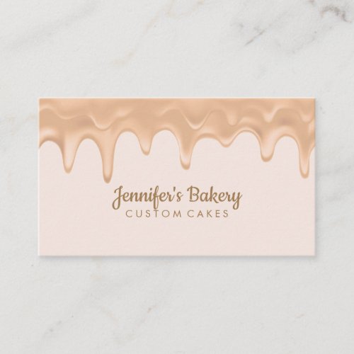 Beige Caramel Dripping Bakery Pastry Chef Cake Business Card