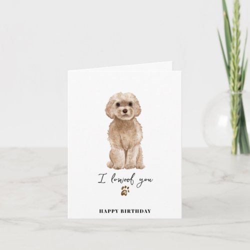 Beige Cavapoo Dog Mum Puppy Pets Paws Birthday Card