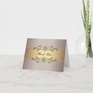 Beige Champagne Gold Thank You Cards