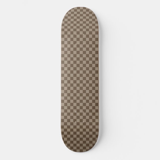 Beige Checkered Pattern  Skateboard (Front)