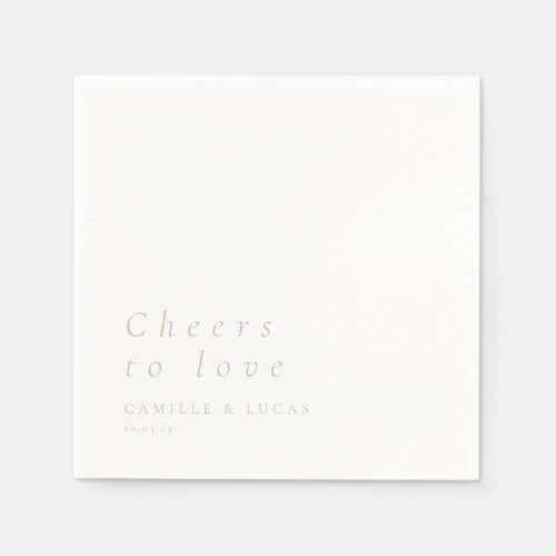 Beige Cheers To Love Personalized Wedding  Napkins