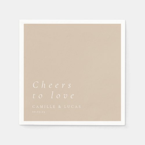 Beige Cheers To Love Personalized Wedding  Napkins