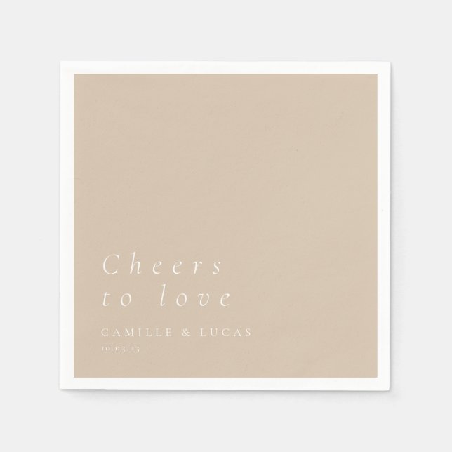 Beige Cheers To Love Personalized Wedding  Napkins (Front)