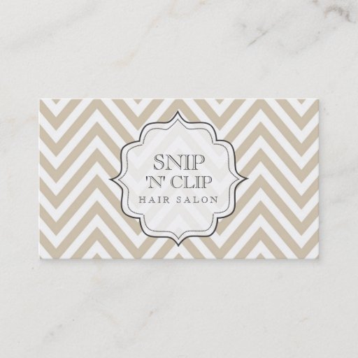 Customizable beige Chevron Filigree Stripes Hair Stylist Cards Business Card Templates