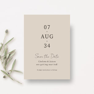 Beige Chic Minimal Wedding Save the Date