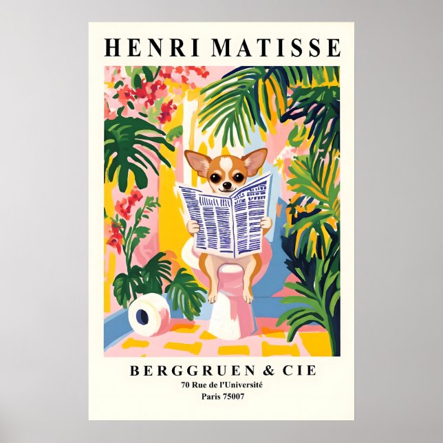 Beige Chihuahua on a Toilet Art - Henri Matisse Poster (Front)