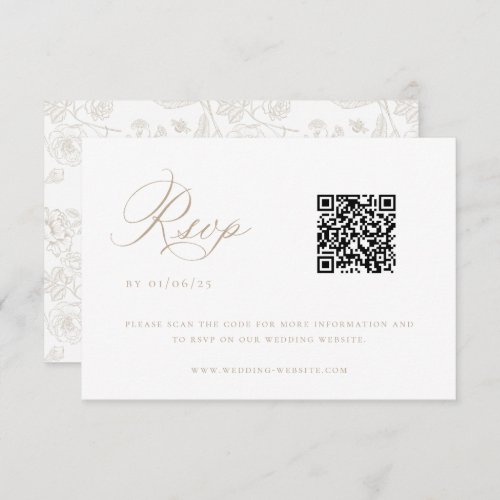 Beige Chinoiserie Wedding QR Code Invitation