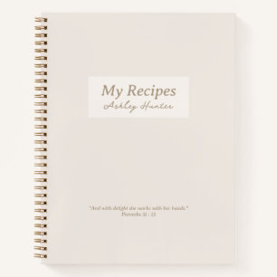 Beige Christian Proverbs 31:3 Verse Recipe Book