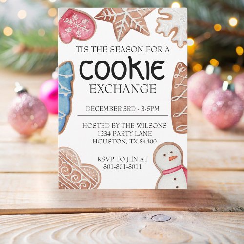 Beige Christmas Cookie Exchange  Invitation