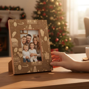 Beige Christmas Desk Frame – Festive Holiday Desig Engraved Frames