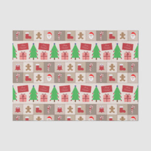 Beige Christmas Pattern Tissue Paper