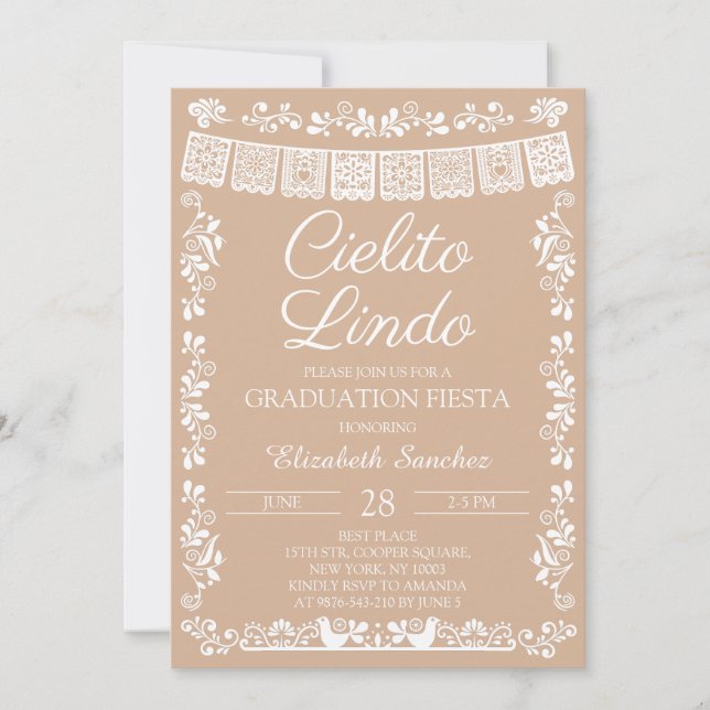 Beige Cielito Lindo Graduation Fiesta Invitation (Front)
