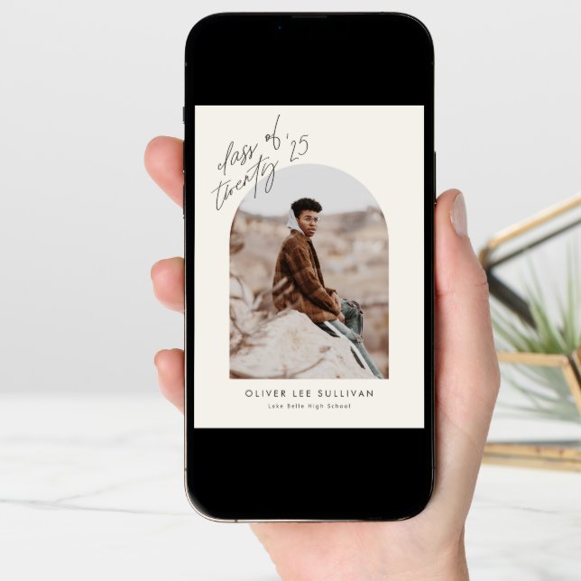 Beige Class of 2025 Arch Photo Graduation Announcement (Front Digital)