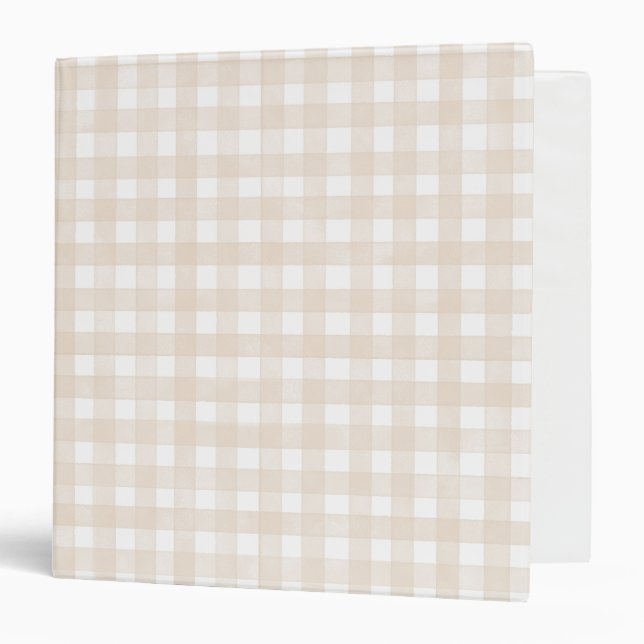 Beige Classic Gingham 3 Ring Binder (Front/Inside)