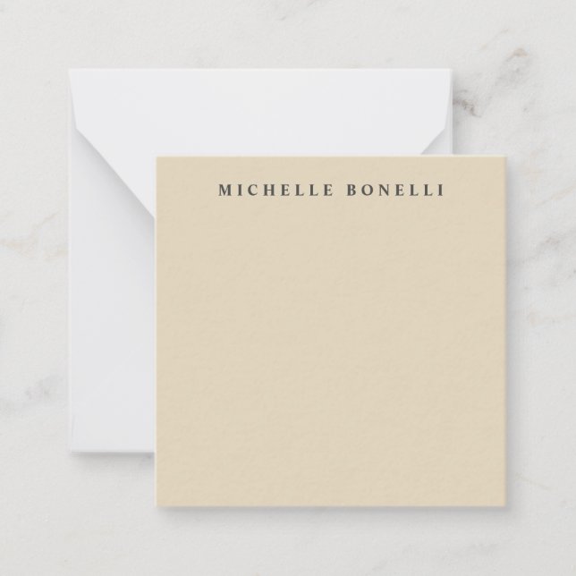 Beige Classical Plain Professional Note Card (Front)