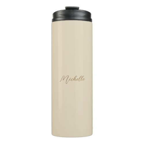 Beige Classical Professional Handwritten Name Thermal Tumbler