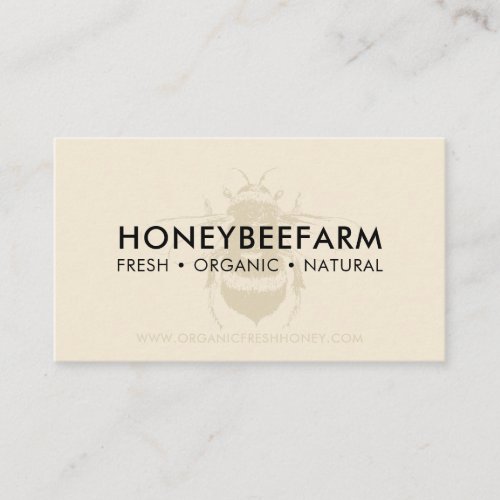 Beige Clean simple Bumble Bee Apiary Honey Business Card