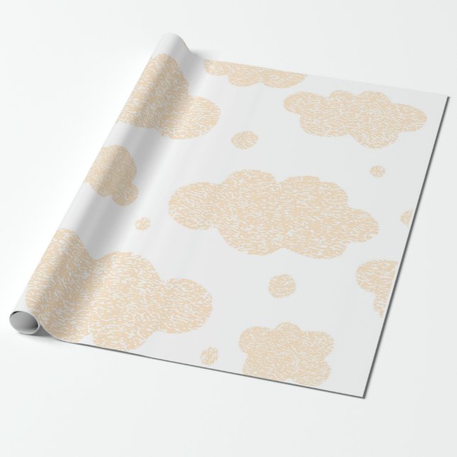 beige clouds on white background wrapping paper (Unrolled)