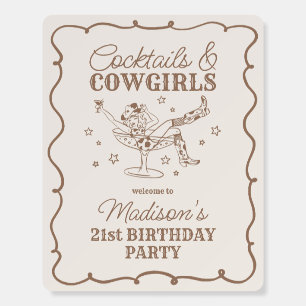 Beige Cocktail and Cowgirls Rodeo Birthday Welcome Foam Board