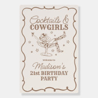 Beige Cocktail and Cowgirls Rodeo Birthday Welcome