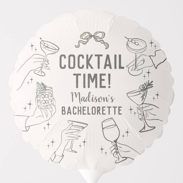 Beige Cocktail Party Bachelorette Party Balloon (Front)