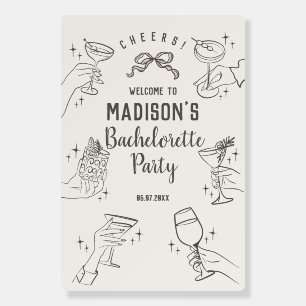 Beige Cocktail Party Bachelorette Party Welcome Foam Board