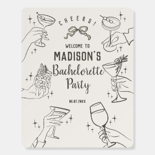 Beige Cocktail Party Bachelorette Party Welcome Foam Board