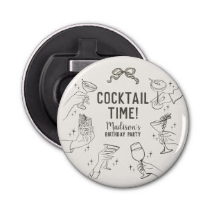 Beige Cocktail Party Birthday Envelope Favor Bottle Opener