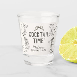 Beige Cocktail Party Retro Bachelorette Favors Shot Glass