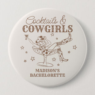 Beige Cocktails and Cowgirls Bachelorette Favors Button