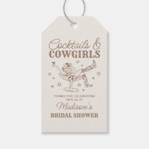 Beige Cocktails and Cowgirls Bridal Shower Favor Gift Tags