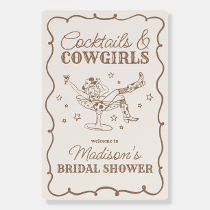 Beige Cocktails and Cowgirls Bridal Shower Welcome Foam Board