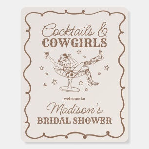 Beige Cocktails and Cowgirls Bridal Shower Welcome Foam Board