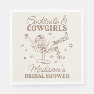 Beige Cocktails and Cowgirls Rodeo Bridal Shower Napkins