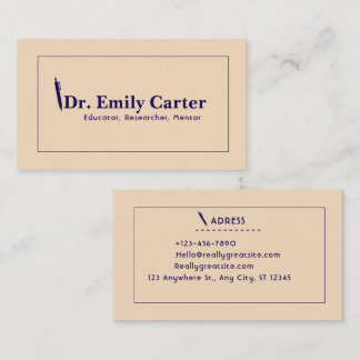 Beige college professor business card