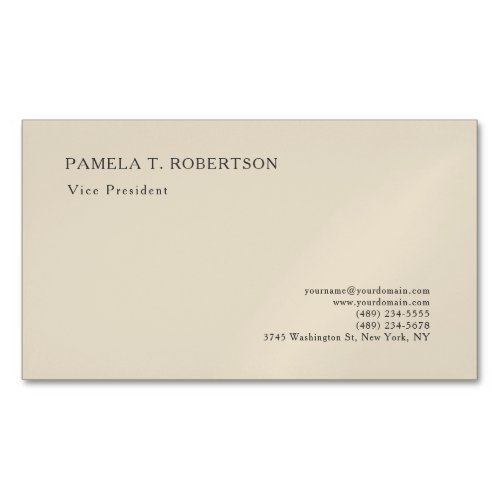Beige Color Classical Plain Professional Business Card Magnet