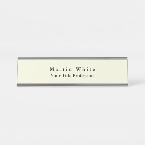 Beige Color Plain Elegant Professional Modern Desk Name Plate