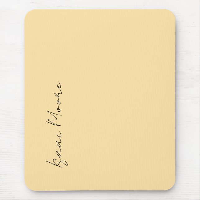Beige Color Plain Elegant Script Calligraphy Name Mouse Pad (Front)