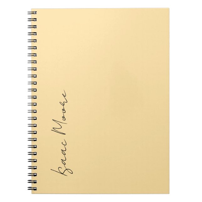 Beige Color Plain Elegant Script Calligraphy Name Notebook (Front)