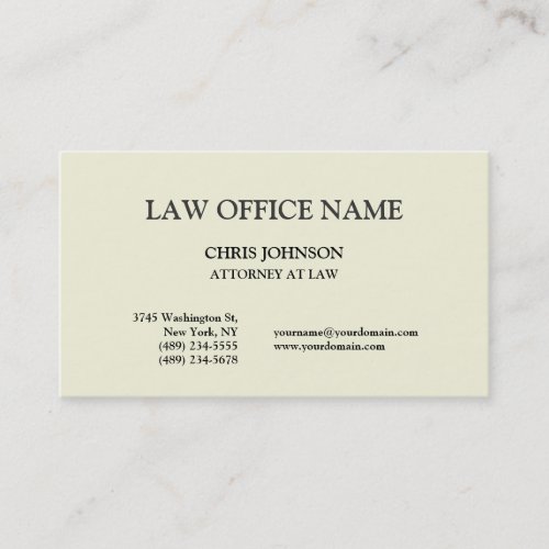 Beige Color Trendy Attorney at Law Business Card