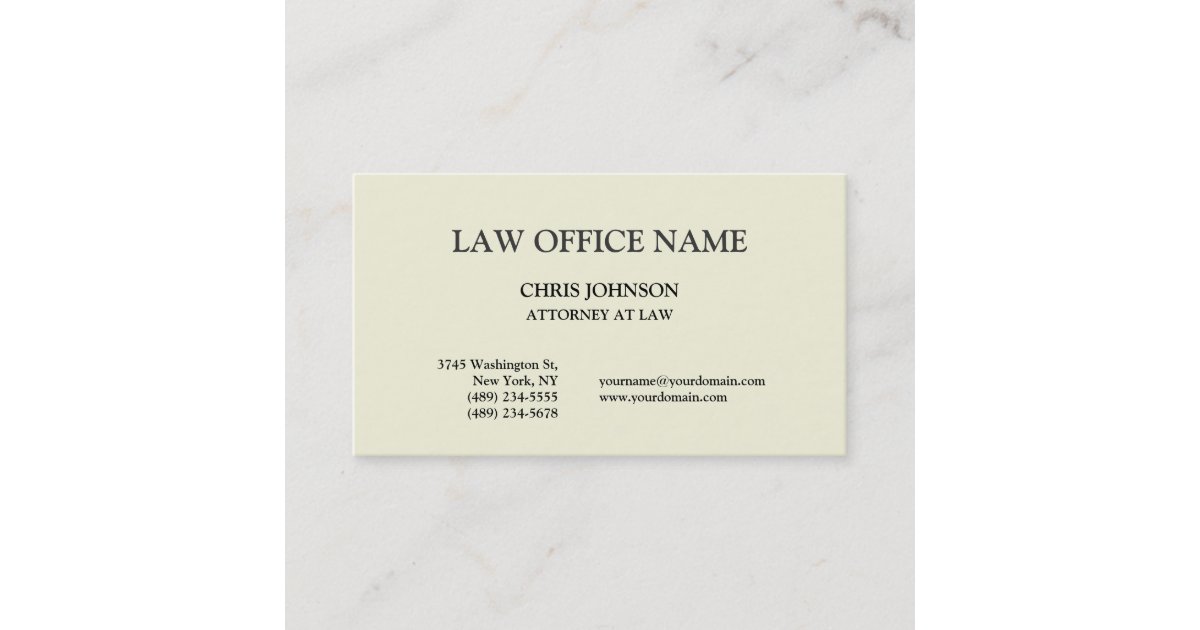 Beige Color Trendy Attorney at Law Business Card | Zazzle