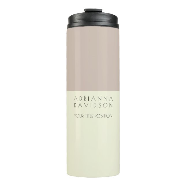 Beige Color White Trendy Minimalist Thermal Tumbler (Front)