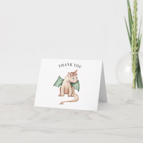 Beige_Colored Dragon Baby Shower Thank You Card