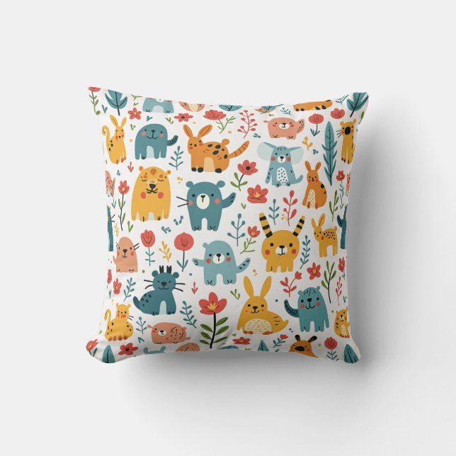 beige colored pillow cushions with animals (Front)
