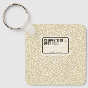 Beige Composition Notebook Keychain