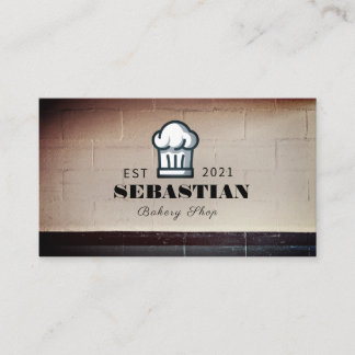 Beige Concrete Wall Brick Bakery Shop Logo Business Card