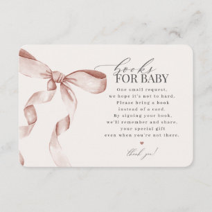 Beige Coquette Bow Books For Baby invite insert