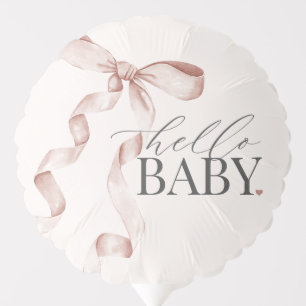 Beige Coquette Bow Girl Baby Shower Decor Balloon